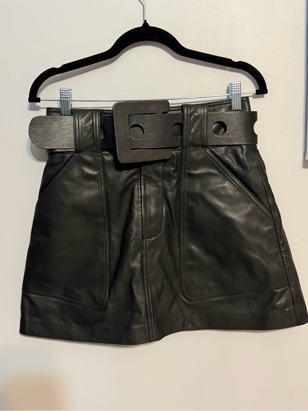 Sea New York Ayden Black Leather Belted Mini Skirt NWT Size 4 - Picture 5 of 14